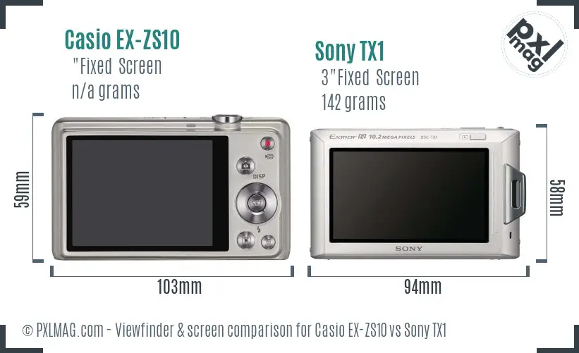 Casio EX-ZS10 vs Sony TX1 Screen and Viewfinder comparison