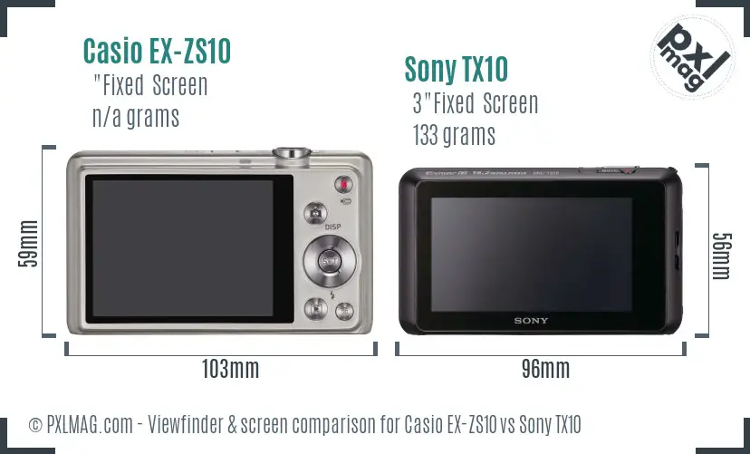 Casio EX-ZS10 vs Sony TX10 Screen and Viewfinder comparison
