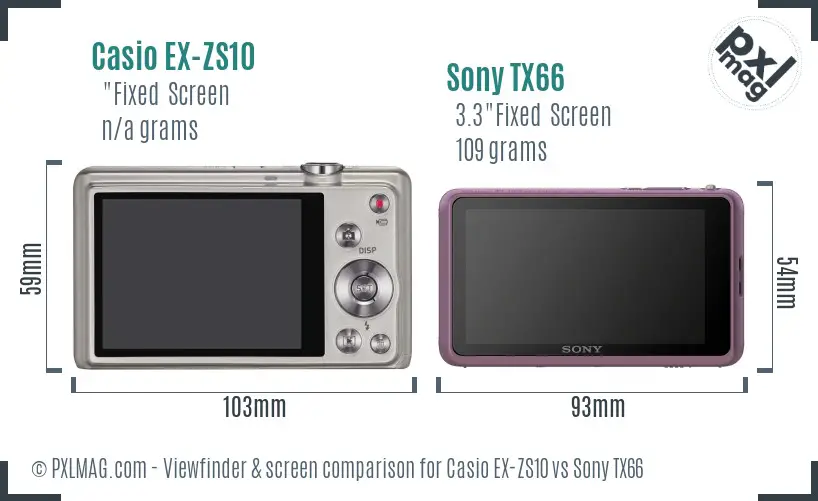 Casio EX-ZS10 vs Sony TX66 Screen and Viewfinder comparison