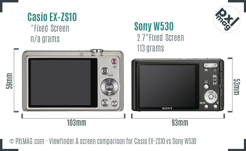 Casio EX-ZS10 vs Sony W530 Screen and Viewfinder comparison Casio EX-ZS10 vs Sony W530 Screen and Viewfinder comparison