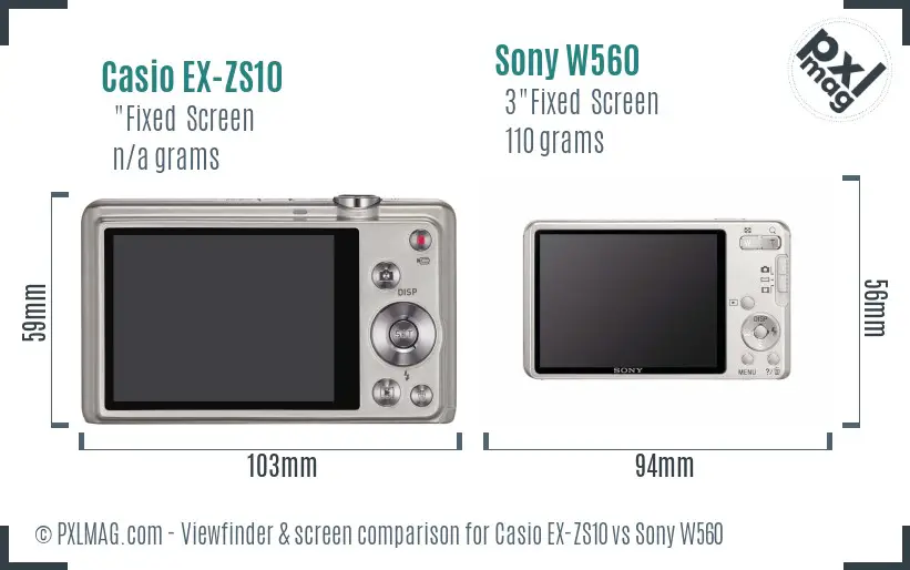 Casio EX-ZS10 vs Sony W560 Screen and Viewfinder comparison Casio EX-ZS10 vs Sony W560 Screen and Viewfinder comparison
