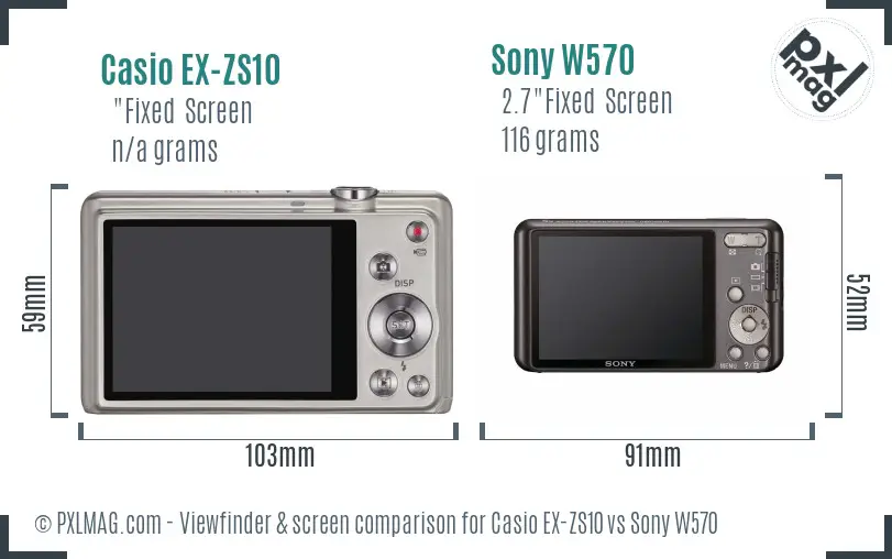 Casio EX-ZS10 vs Sony W570 Screen and Viewfinder comparison