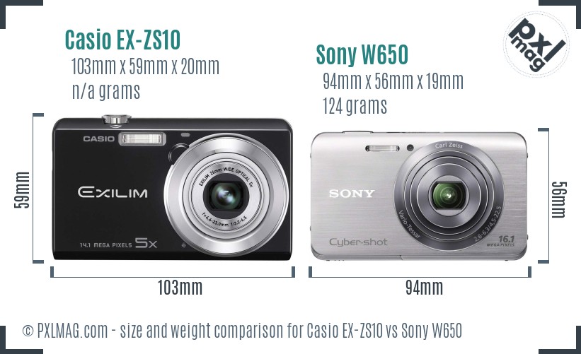 Casio EX-ZS10 vs Sony W650 size comparison Casio EX-ZS10 vs Sony W650 size comparison