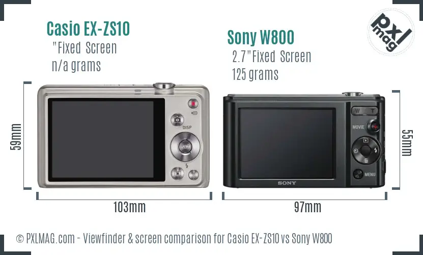 Casio EX-ZS10 vs Sony W800 Screen and Viewfinder comparison