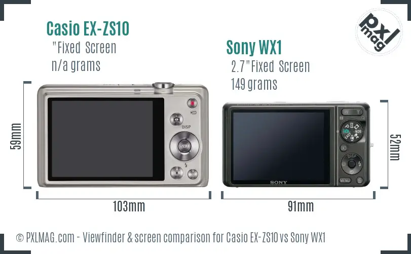 Casio EX-ZS10 vs Sony WX1 Screen and Viewfinder comparison