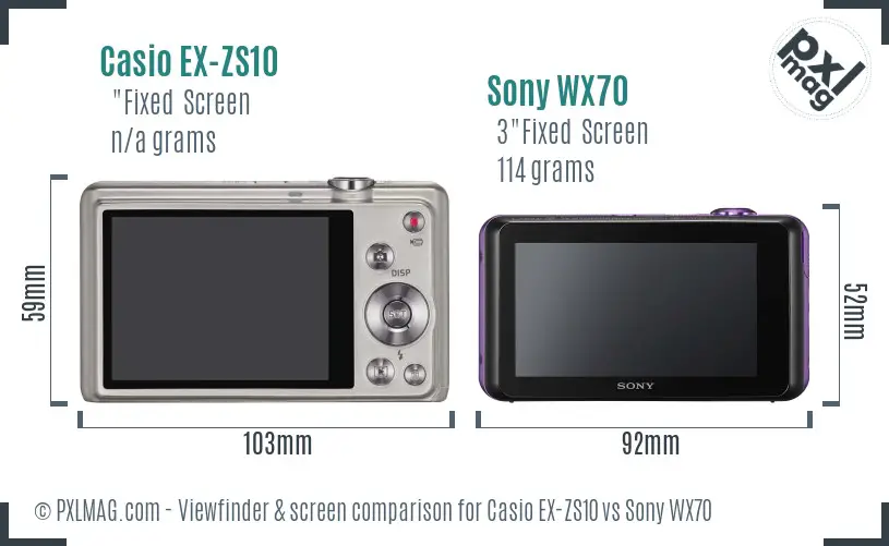 Casio EX-ZS10 vs Sony WX70 Screen and Viewfinder comparison Casio EX-ZS10 vs Sony WX70 Screen and Viewfinder comparison