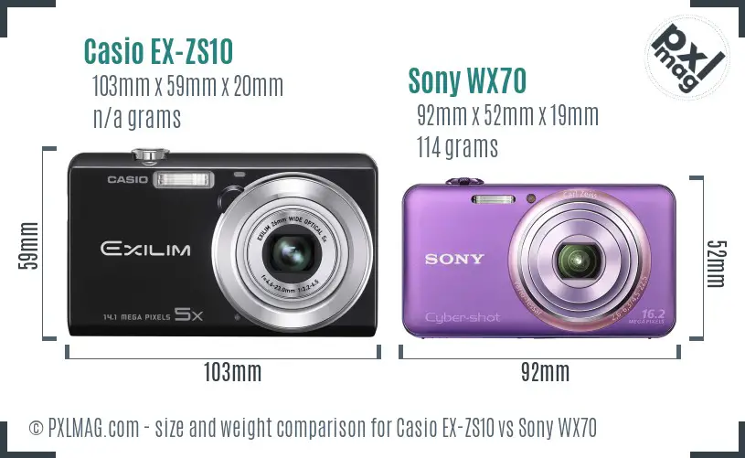 Casio EX-ZS10 vs Sony WX70 size comparison Casio EX-ZS10 vs Sony WX70 size comparison