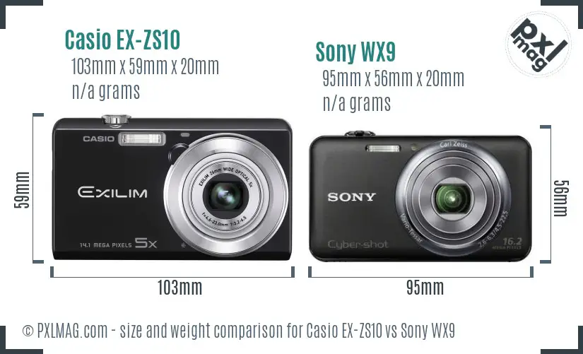 Casio EX-ZS10 vs Sony WX9 size comparison Casio EX-ZS10 vs Sony WX9 size comparison