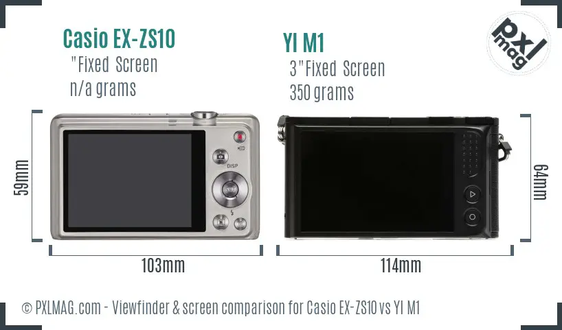 Casio EX-ZS10 vs YI M1 Screen and Viewfinder comparison