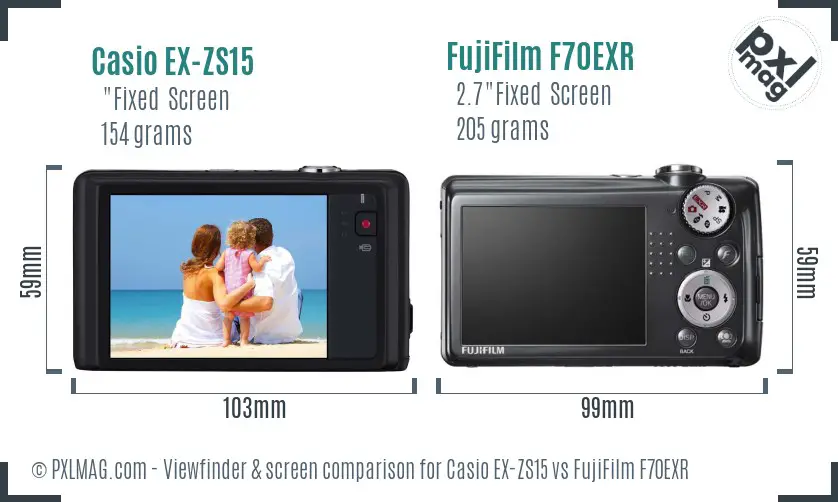 Casio EX-ZS15 vs FujiFilm F70EXR Screen and Viewfinder comparison