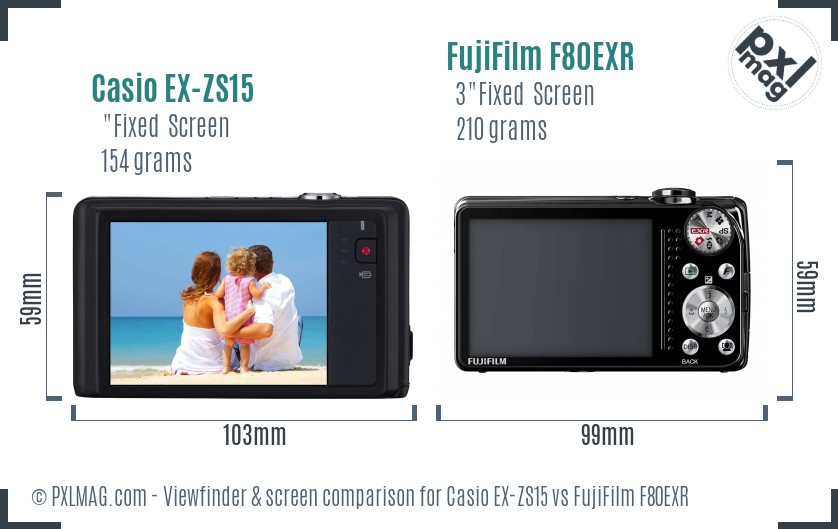 Casio EX-ZS15 vs FujiFilm F80EXR Screen and Viewfinder comparison