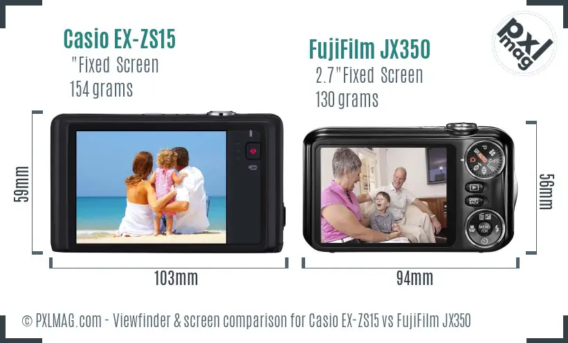 Casio EX-ZS15 vs FujiFilm JX350 Screen and Viewfinder comparison Casio EX-ZS15 vs FujiFilm JX350 Screen and Viewfinder comparison