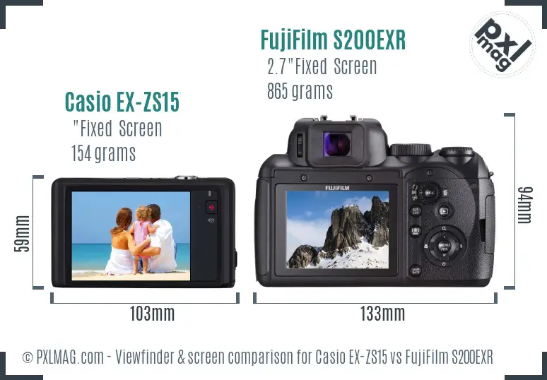 Casio EX-ZS15 vs FujiFilm S200EXR Screen and Viewfinder comparison Casio EX-ZS15 vs FujiFilm S200EXR Screen and Viewfinder comparison