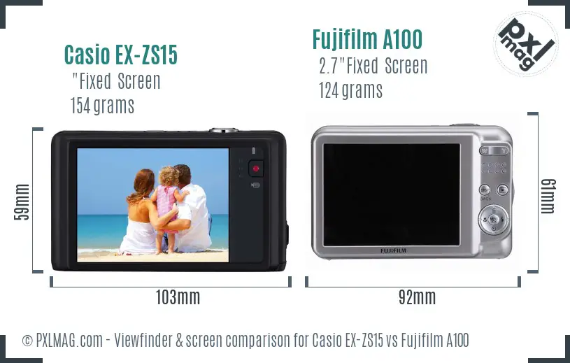 Casio EX-ZS15 vs Fujifilm A100 Screen and Viewfinder comparison