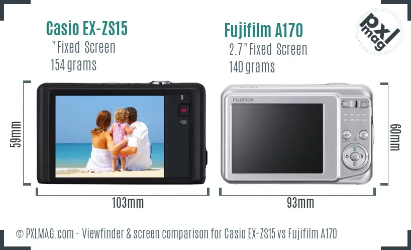 Casio EX-ZS15 vs Fujifilm A170 Screen and Viewfinder comparison Casio EX-ZS15 vs Fujifilm A170 Screen and Viewfinder comparison