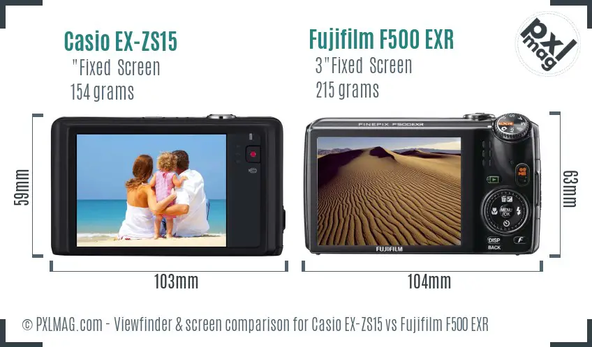 Casio EX-ZS15 vs Fujifilm F500 EXR Screen and Viewfinder comparison Casio EX-ZS15 vs Fujifilm F500 EXR Screen and Viewfinder comparison