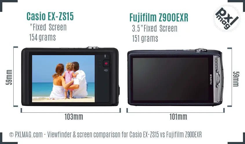 Casio EX-ZS15 vs Fujifilm Z900EXR Screen and Viewfinder comparison