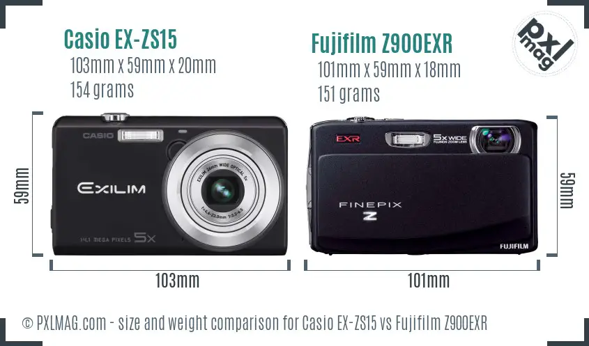 Casio EX-ZS15 vs Fujifilm Z900EXR size comparison