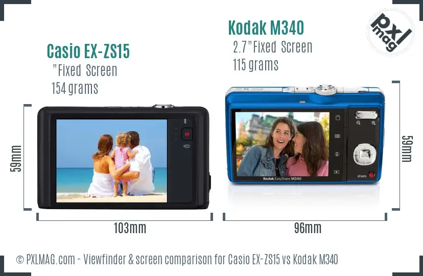 Casio EX-ZS15 vs Kodak M340 Screen and Viewfinder comparison Casio EX-ZS15 vs Kodak M340 Screen and Viewfinder comparison