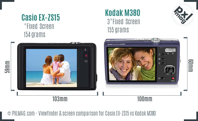 Casio EX-ZS15 vs Kodak M380 Screen and Viewfinder comparison Casio EX-ZS15 vs Kodak M380 Screen and Viewfinder comparison