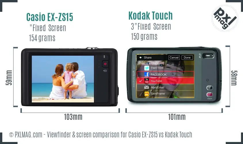 Casio EX-ZS15 vs Kodak Touch Screen and Viewfinder comparison