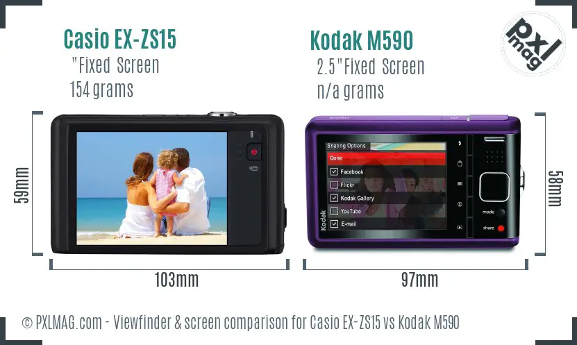 Casio EX-ZS15 vs Kodak M590 Screen and Viewfinder comparison Casio EX-ZS15 vs Kodak M590 Screen and Viewfinder comparison