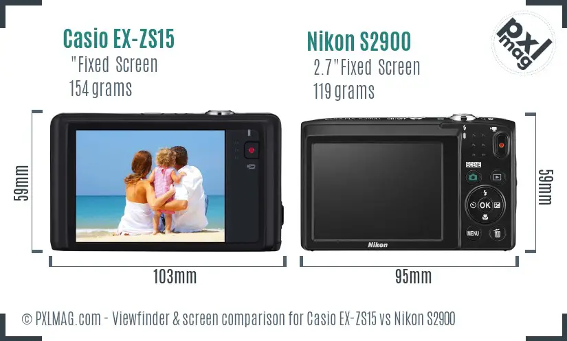 Casio EX-ZS15 vs Nikon S2900 Screen and Viewfinder comparison