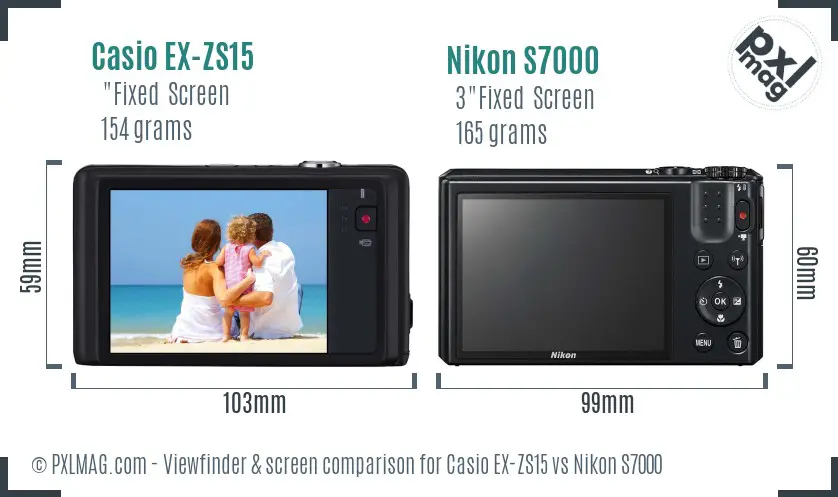 Casio EX-ZS15 vs Nikon S7000 Screen and Viewfinder comparison