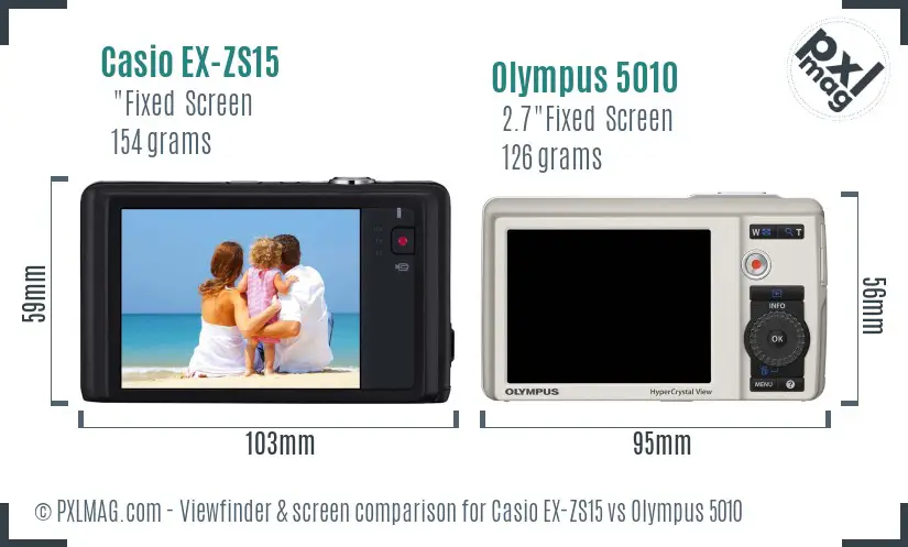 Casio EX-ZS15 vs Olympus 5010 Screen and Viewfinder comparison