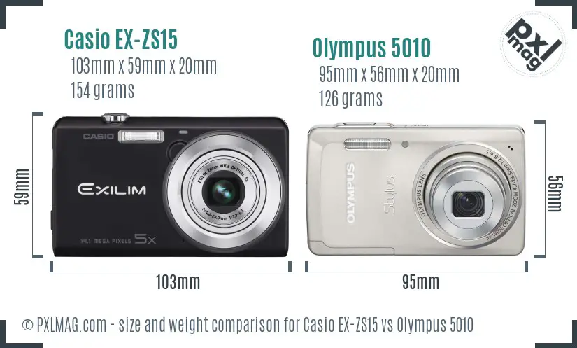 Casio EX-ZS15 vs Olympus 5010 size comparison