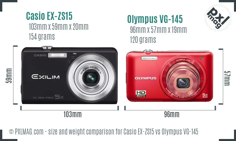 Casio EX-ZS15 vs Olympus VG-145 size comparison