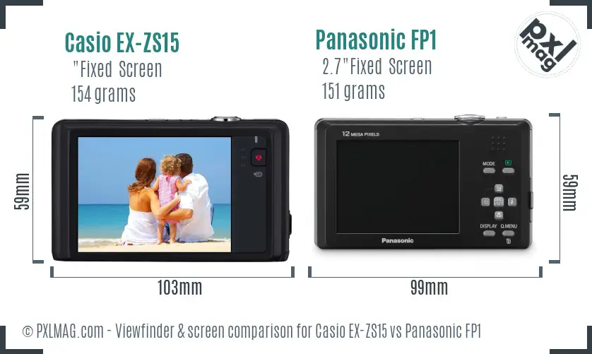 Casio EX-ZS15 vs Panasonic FP1 Screen and Viewfinder comparison