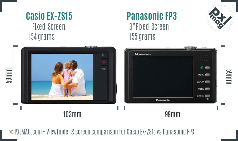 Casio EX-ZS15 vs Panasonic FP3 Screen and Viewfinder comparison Casio EX-ZS15 vs Panasonic FP3 Screen and Viewfinder comparison