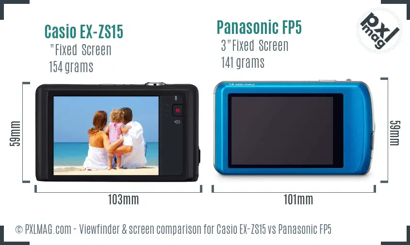 Casio EX-ZS15 vs Panasonic FP5 Screen and Viewfinder comparison