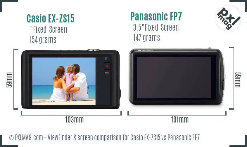 Casio EX-ZS15 vs Panasonic FP7 Screen and Viewfinder comparison