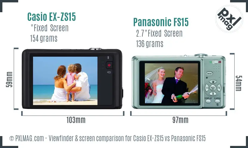 Casio EX-ZS15 vs Panasonic FS15 Screen and Viewfinder comparison