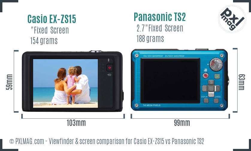Casio EX-ZS15 vs Panasonic TS2 Screen and Viewfinder comparison