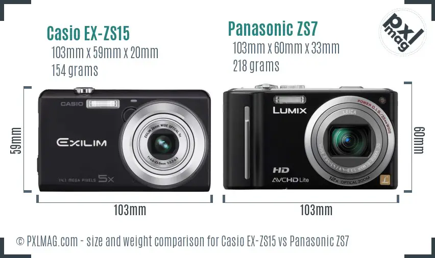 Casio EX-ZS15 vs Panasonic ZS7 size comparison