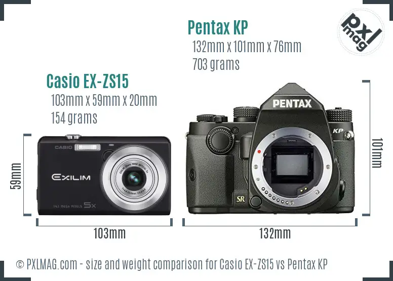 Casio EX-ZS15 vs Pentax KP size comparison
