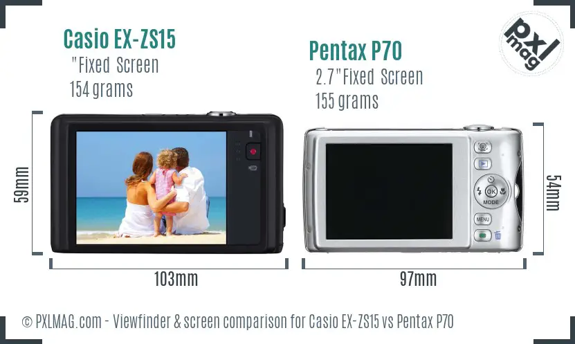 Casio EX-ZS15 vs Pentax P70 Screen and Viewfinder comparison