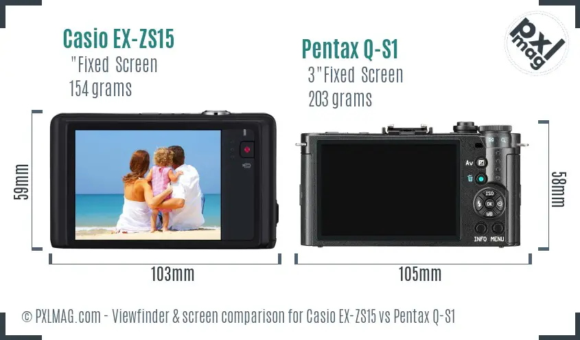 Casio EX-ZS15 vs Pentax Q-S1 Screen and Viewfinder comparison