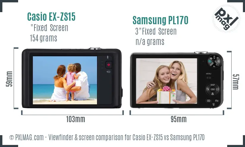 Casio EX-ZS15 vs Samsung PL170 Screen and Viewfinder comparison