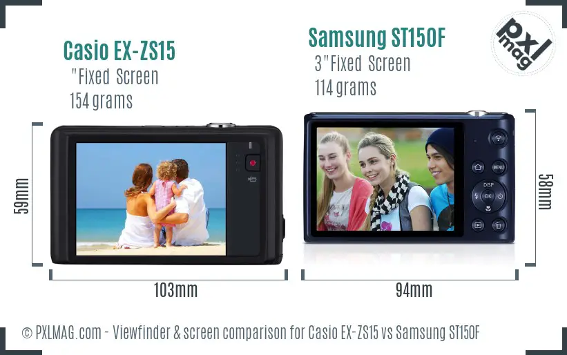Casio EX-ZS15 vs Samsung ST150F Screen and Viewfinder comparison