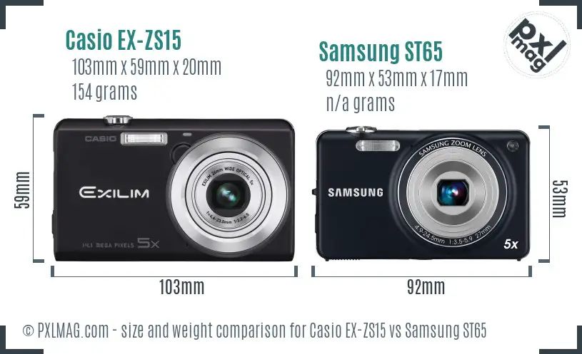 Casio EX-ZS15 vs Samsung ST65 size comparison