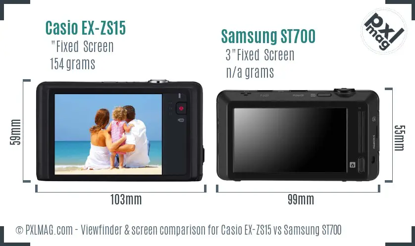 Casio EX-ZS15 vs Samsung ST700 Screen and Viewfinder comparison