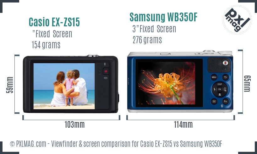 Casio EX-ZS15 vs Samsung WB350F Screen and Viewfinder comparison