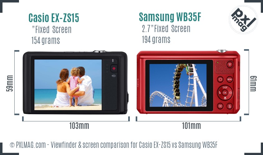 Casio EX-ZS15 vs Samsung WB35F Screen and Viewfinder comparison