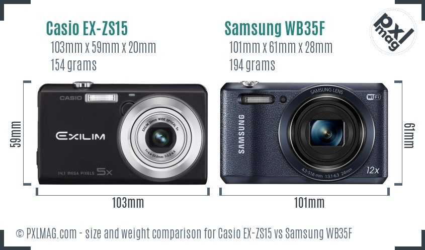 Casio EX-ZS15 vs Samsung WB35F size comparison Casio EX-ZS15 vs Samsung WB35F size comparison