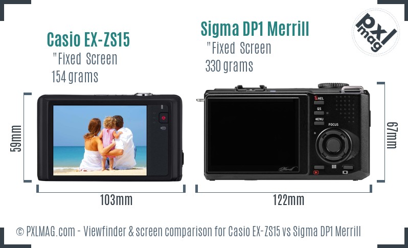 Casio EX-ZS15 vs Sigma DP1 Merrill Screen and Viewfinder comparison
