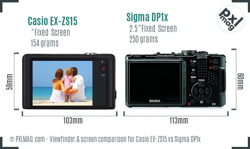 Casio EX-ZS15 vs Sigma DP1x Screen and Viewfinder comparison